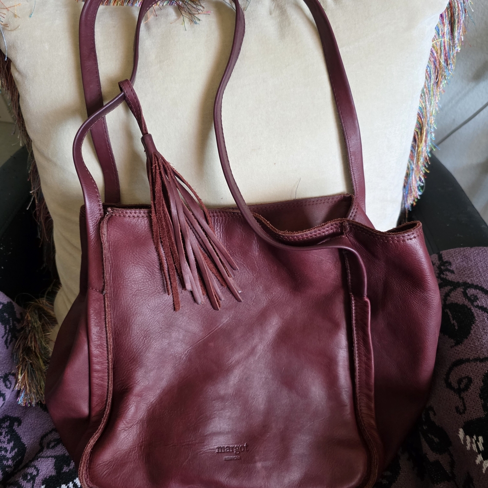 Margot Burgundy Leather Tote Bag